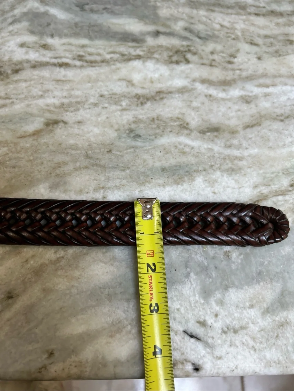 Vintage Woven Braided genuine Brown Leather Belt Size 44 men’s preppy